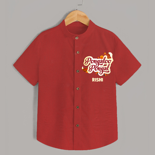 Pongaloo Pongal Shirt  Print with Name Customisation - RED - 0 - 6 Months Old (Chest 23")