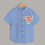 Pongalo Pongal - Festive Cow Themed Customized Shirt for Kids with Name - SKY BLUE - 0 - 6 Months Old (Chest 23")