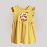 Pongalo Pongal - Festive Cow Themed Customized Baby Frock for Babies with Name - YELLOW - 0 - 3 Months Old (Chest 17")