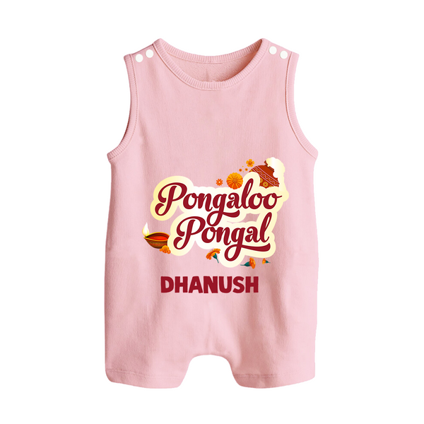 Pongaloo Pongal Romper Suit  Print with Name Customisation - BABY PINK - 0 - 5 Months Old (Chest 18")