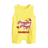 Pongaloo Pongal Romper Suit  Print with Name Customisation - PASTEL YELLOW - 0 - 5 Months Old (Chest 18")