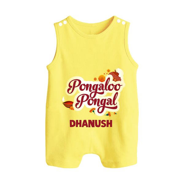 Pongaloo Pongal Romper Suit  Print with Name Customisation - PASTEL YELLOW - 0 - 5 Months Old (Chest 18")