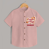 Pongalo Pongal - Festive Cow Themed Customized Shirt for Kids with Name - PEACH - 0 - 6 Months Old (Chest 23")