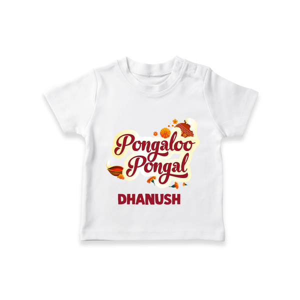 Pongaloo Pongal T-Shirt  Print with Name Customisation - WHITE - 0-5 Months Old (Chest 17")