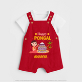 Happy Pongal Dungaree with Name Personalisation - RED - 0 - 5 Months Old (Chest 18")