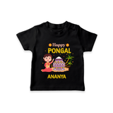 Happy Pongal T-Shirt with Name Personalisation - BLACK - 0-5 Months Old (Chest 17")
