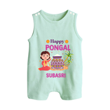 Happy Pongal Romper Suit with Name Personalisation - MINT GREEN - 0 - 5 Months Old (Chest 18")