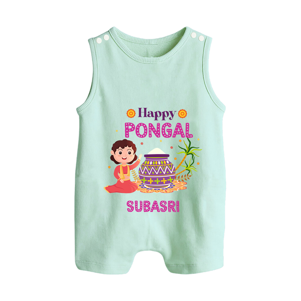 Happy Pongal Romper Suit with Name Personalisation - MINT GREEN - 0 - 5 Months Old (Chest 18")
