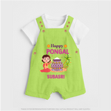Happy Pongal Dungaree with Name Personalisation - GREEN - 0 - 5 Months Old (Chest 18")