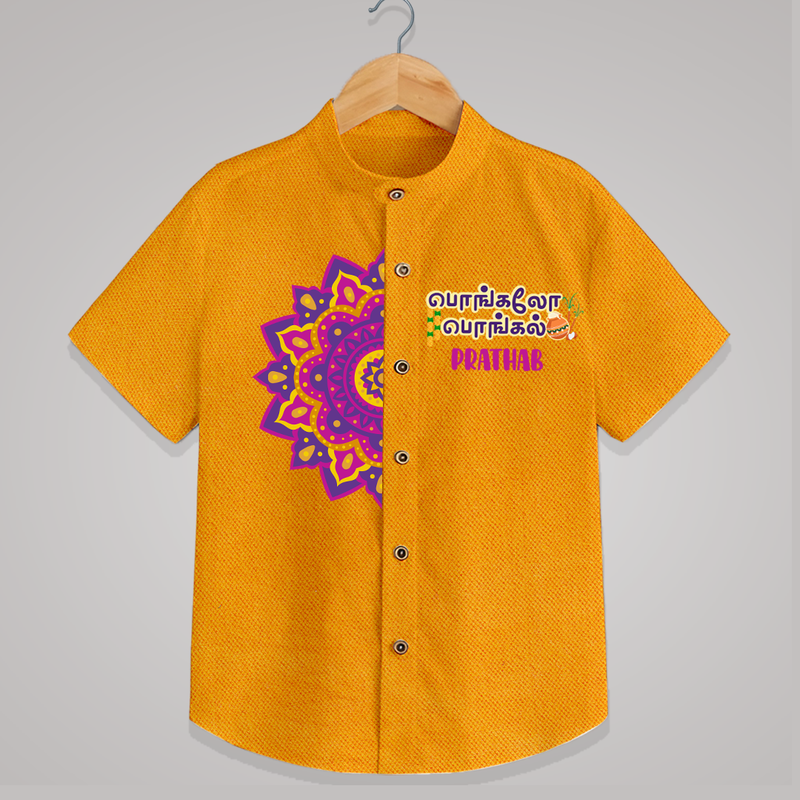 "Pongalo Pongal - Trendy Shirts for a Memorable Harvest Festival" - CHROME YELLOW - 0 - 6 Months Old (Chest 23")