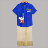 "Celebrate the Harvest - Happy Pongal Exclusive Raw Silk Shirt And Dhoti" - ROYAL BLUE - 0 - 6 Months Old (Chest-23") (Dhoti length-14")