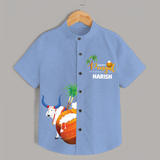 "Celebrate the Harvest - Happy Pongal Exclusive Shirts" - SKY BLUE - 0 - 6 Months Old (Chest 23")