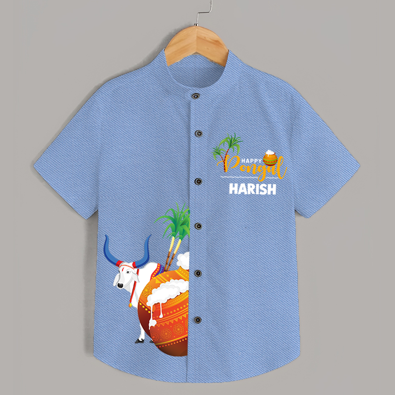 "Celebrate the Harvest - Happy Pongal Exclusive Shirts" - SKY BLUE - 0 - 6 Months Old (Chest 23")