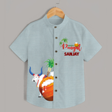 "Celebrate the Harvest - Happy Pongal Exclusive Shirts" - ARCTIC BLUE - 0 - 6 Months Old (Chest 23")