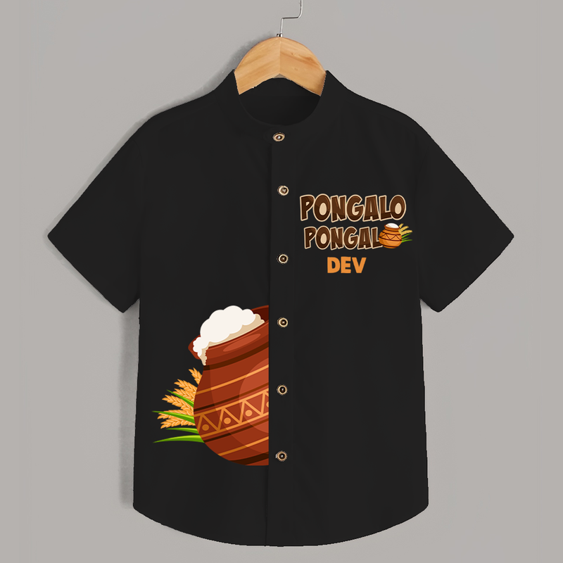 "Pongalo Pongal - Stylish Shirts for a Joyful Celebration" - BLACK - 0 - 6 Months Old (Chest 23")