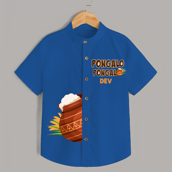 Pongalo pongal Pot Shirt with Name Personalisation - COBALT BLUE - 0 - 6 Months Old (Chest 23")