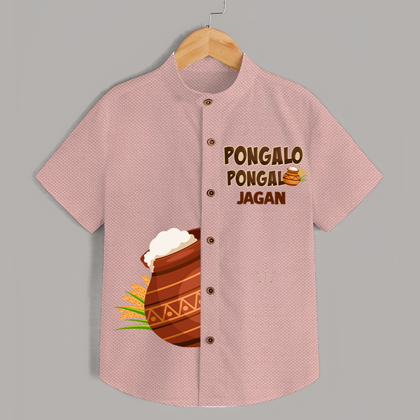 Pongalo pongal Pot Shirt with Name Personalisation - PEACH - 0 - 6 Months Old (Chest 23")