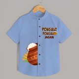 "Pongalo Pongal - Stylish Shirts for a Joyful Celebration" - SKY BLUE - 0 - 6 Months Old (Chest 23")