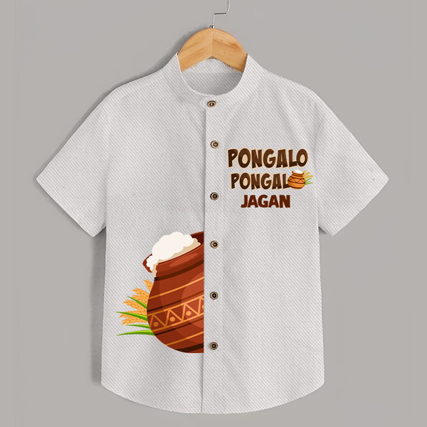 "Pongalo Pongal - Stylish Shirts for a Joyful Celebration" - WHITE - 0 - 6 Months Old (Chest 23")