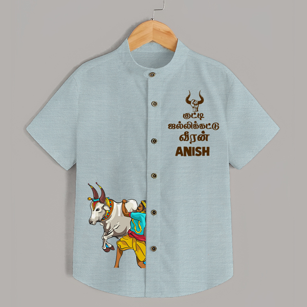 "Jallikattu Spirit - Stylish Shirts Honoring the Bull-Taming Festival" - ARCTIC BLUE - 0 - 6 Months Old (Chest 23")