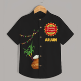 "Celebrate Pongal With Joy - Happy Pongal Shirts for All" - BLACK - 0 - 6 Months Old (Chest 23")