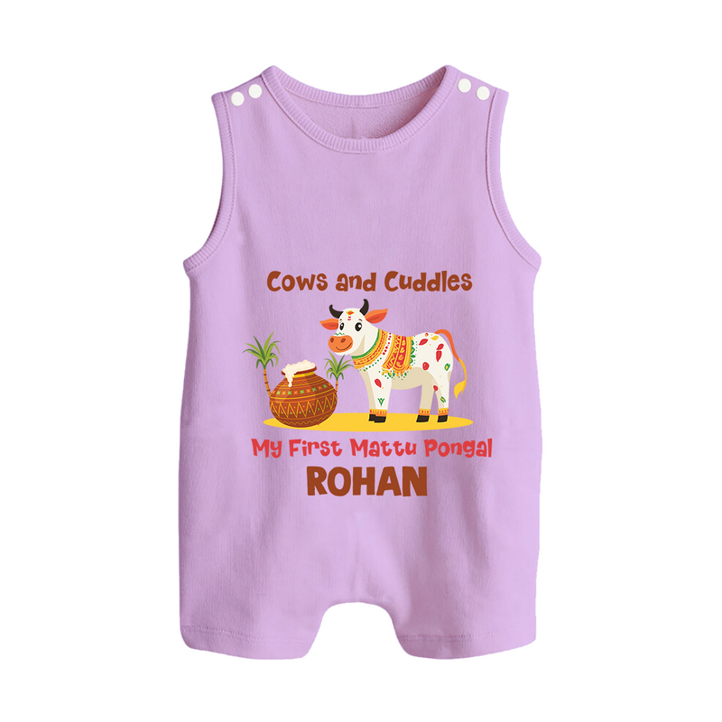 Cows And Cuddles  - My First Mattu Pongal Themed Romper Suit For Babies - LILAC - 0 - 5 Months Old (Chest 18")