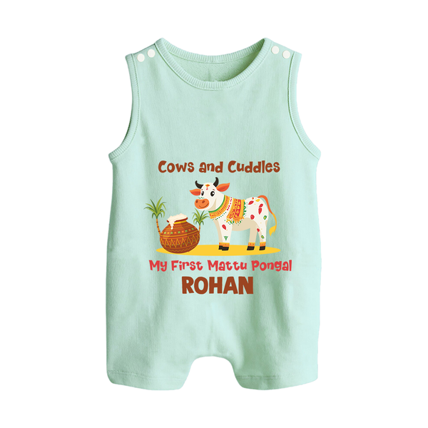 Cows And Cuddles  - My First Mattu Pongal Themed Romper Suit For Babies - MINT GREEN - 0 - 5 Months Old (Chest 18")