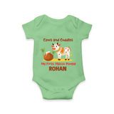 Cows And Cuddles  - My First Mattu Pongal Themed Romper For Babies - GREEN - 0 - 3 Months Old (Chest 16")