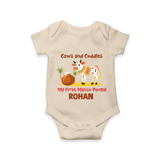 Cows And Cuddles  - My First Mattu Pongal Themed Romper For Babies - IVORY - 0 - 3 Months Old (Chest 16")