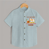 Cows And Cuddles  - My First Mattu Pongal Themed Shirt For Kids - ARCTIC BLUE - 0 - 6 Months Old (Chest 23")