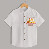 Cows And Cuddles  - My First Mattu Pongal Themed Shirt For Kids - WHITE - 0 - 6 Months Old (Chest 23")