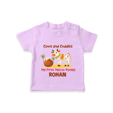 Cows And Cuddles  - My First Mattu Pongal Themed T-shirt For Babies - LILAC - 0-5 Months Old (Chest 17")