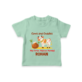 Cows And Cuddles  - My First Mattu Pongal Themed T-shirt For Babies - MINT GREEN - 0-5 Months Old (Chest 17")