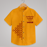 Kolam Placement + Tamil Pongal Text | Customized Shirt for Kids - CHROME YELLOW - 0 - 6 Months Old (Chest 23")