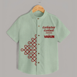 Kolam Placement + Tamil Pongal Text | Customized Shirt for Kids - MINT GREEN - 0 - 6 Months Old (Chest 23")