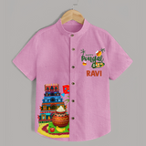 Temple, Pongal Setup & Kite  | Customized Shirt for Kids - BABY PINK - 0 - 6 Months Old (Chest 23")