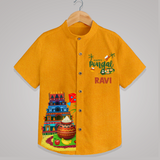 Temple, Pongal Setup & Kite  | Customized Shirt for Kids - CHROME YELLOW - 0 - 6 Months Old (Chest 23")