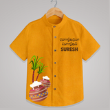 Pongalo Pongal Tamil Text + Pots  | Customized Shirt for Kids - CHROME YELLOW - 0 - 6 Months Old (Chest 23")
