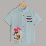 Jallikattu Bull + “Kutty Jallikattu Veeran  | Customized Shirt for Kids - ARCTIC BLUE - 0 - 6 Months Old (Chest 23")