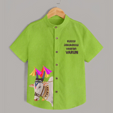 Jallikattu Bull + “Kutty Jallikattu Veeran  | Customized Shirt for Kids - LIME GREEN - 0 - 6 Months Old (Chest 23")