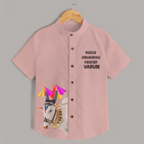 Jallikattu Bull + “Kutty Jallikattu Veeran  | Customized Shirt for Kids - PEACH - 0 - 6 Months Old (Chest 23")