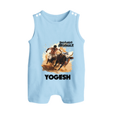 Pongal Special Jallikattu Print | Customized Romper Suit for Kid - BABY BLUE - 0 - 5 Months Old (Chest 18")