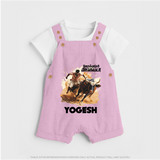 Pongal Special Jallikattu Print | Customized Dungaree for Kid - BABY PINK - 0 - 5 Months Old (Chest 18")
