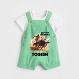 Pongal Special Jallikattu Print | Customized Dungaree for Kid - GREEN - 0 - 5 Months Old (Chest 18")