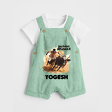 Pongal Special Jallikattu Print | Customized Dungaree for Kid - MINT GREEN - 0 - 5 Months Old (Chest 18")