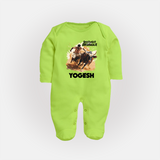 Pongal Special Jallikattu Print | Customized Fullbody Suit for Kid - LIME GREEN - New Born (Chest 7.5")