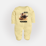 Pongal Special Jallikattu Print | Customized Fullbody Suit for Kid - PASTEL YELLOW - New Born (Chest 7.5")
