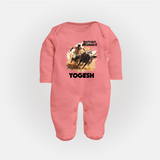 Pongal Special Jallikattu Print | Customized Fullbody Suit for Kid - PEACH - New Born (Chest 7.5")