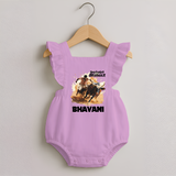 Pongal Special Jallikattu Print | Customized Romper frock  for Kid - BABY PINK - 0 - 3 Months Old (Chest 19")