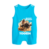 Pongal Special Jallikattu Print | Customized Romper Suit for Kid - SKY BLUE - 0 - 5 Months Old (Chest 18")